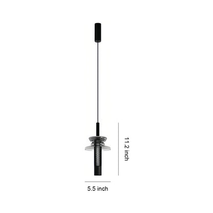 Industrial Glass Cylinder Mini Pendant LED 7W CRI 97 3-Step CCT Dimmable Black Iron Indoor