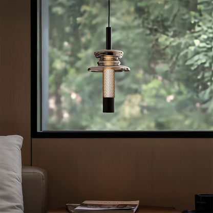 Industrial Glass Cylinder Mini Pendant LED 7W CRI 97 3-Step CCT Dimmable Black Iron Indoor