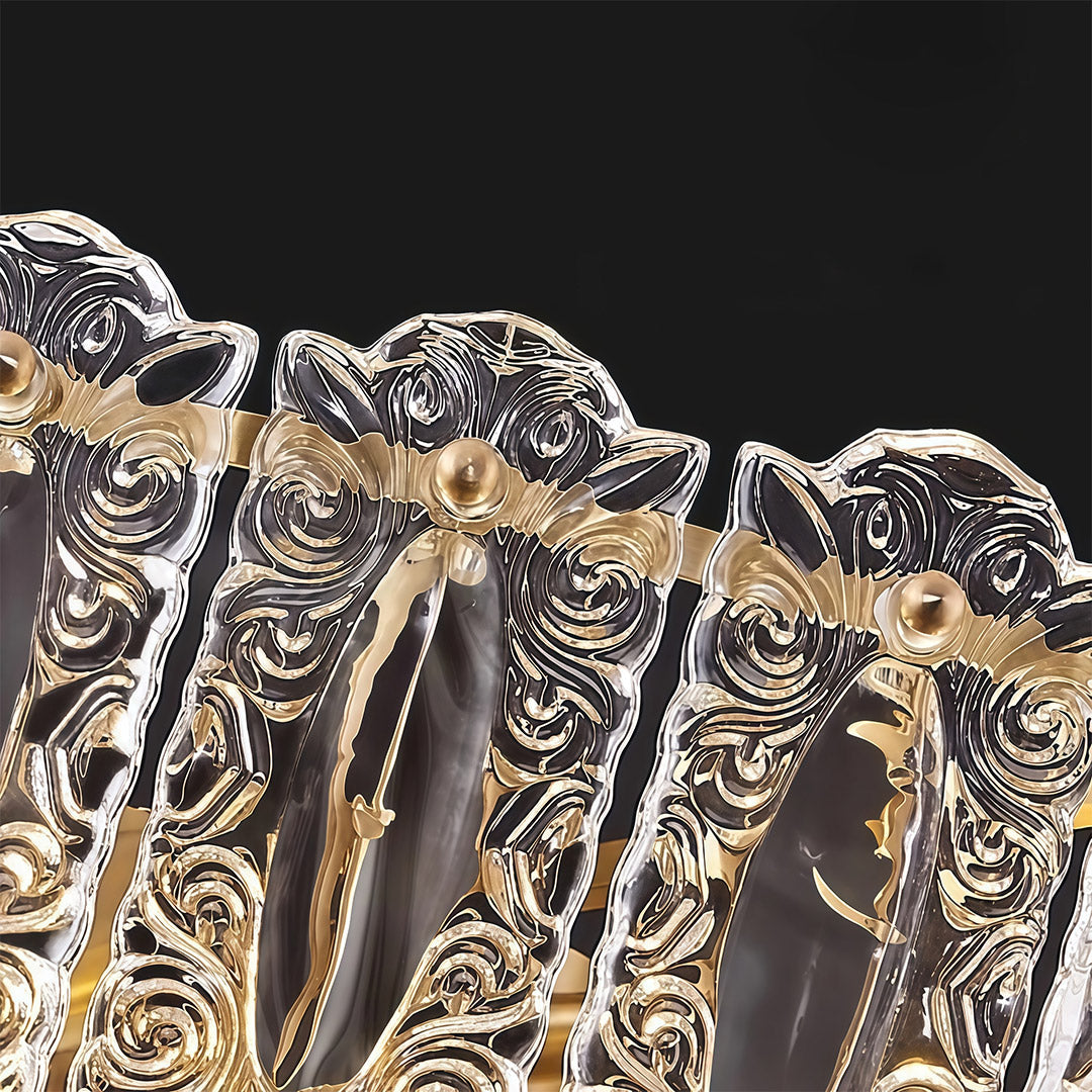 Semi-Flush Mount Copper Glass Patterned Drum Shade French Style E14 Three Sizes