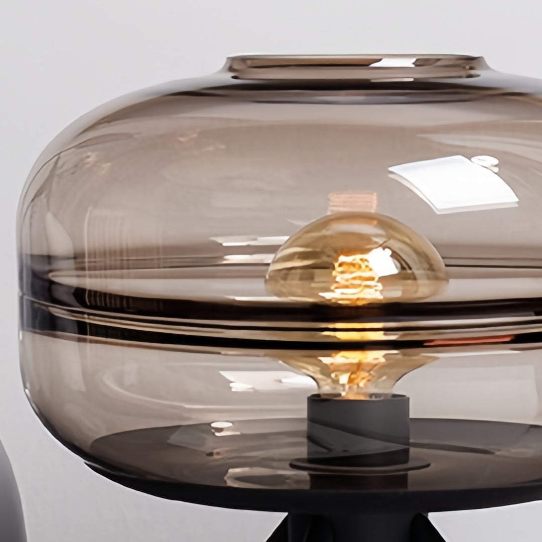 Modern Table Lamp Tinted Glass Dome Shade Iron Four-Leg Base Nordic Accent Sea Blue Smoky Gray Amber 13.78 Inch