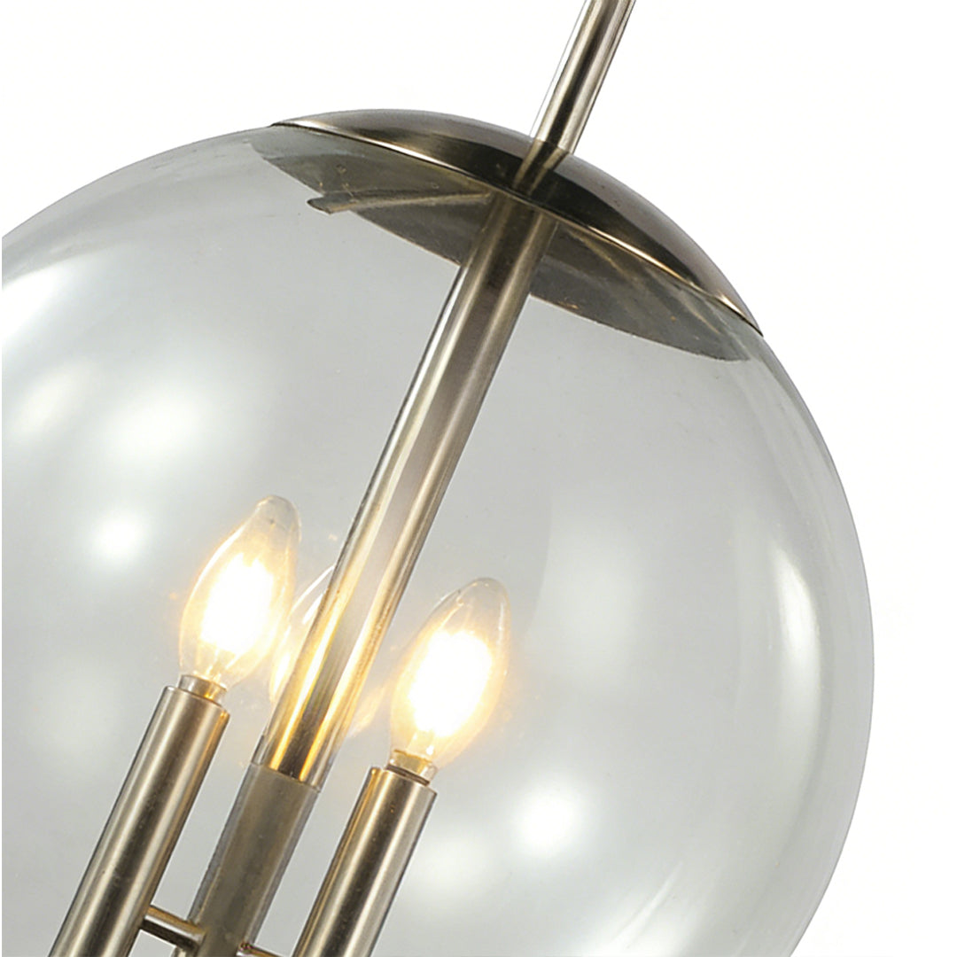 Glass Orb Pendant Light Modern Transparent Clear Globe Silver Nickel E12 3-Light Kitchen Island Dining Room 17 Inch