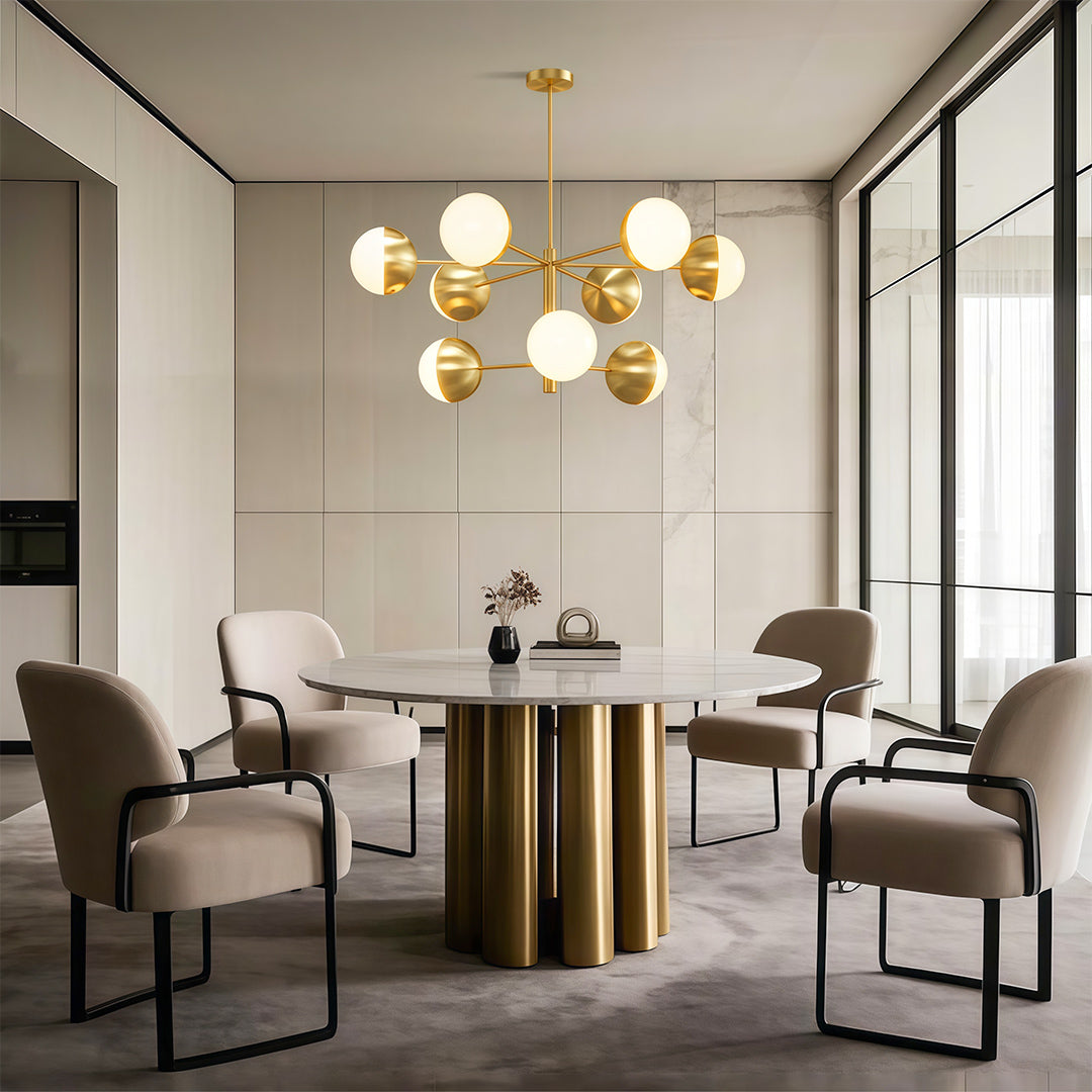 White Glass Globe Chandelier Modern Nordic Copper Nickel Black Living Room Dining Room
