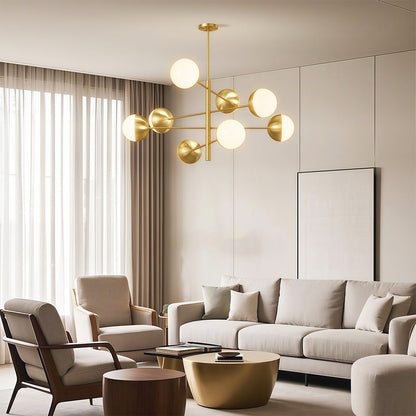 White Glass Globe Chandelier Modern Nordic Copper Nickel Black Living Room Dining Room