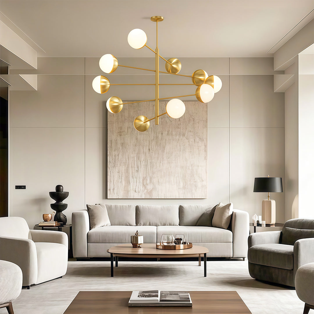 White Glass Globe Chandelier Modern Nordic Copper Nickel Black Living Room Dining Room