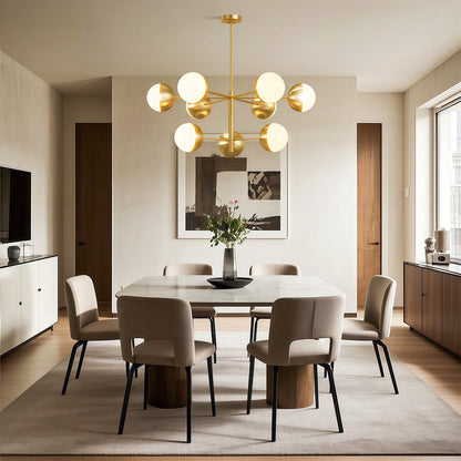 White Glass Globe Chandelier Modern Nordic Copper Nickel Black Living Room Dining Room