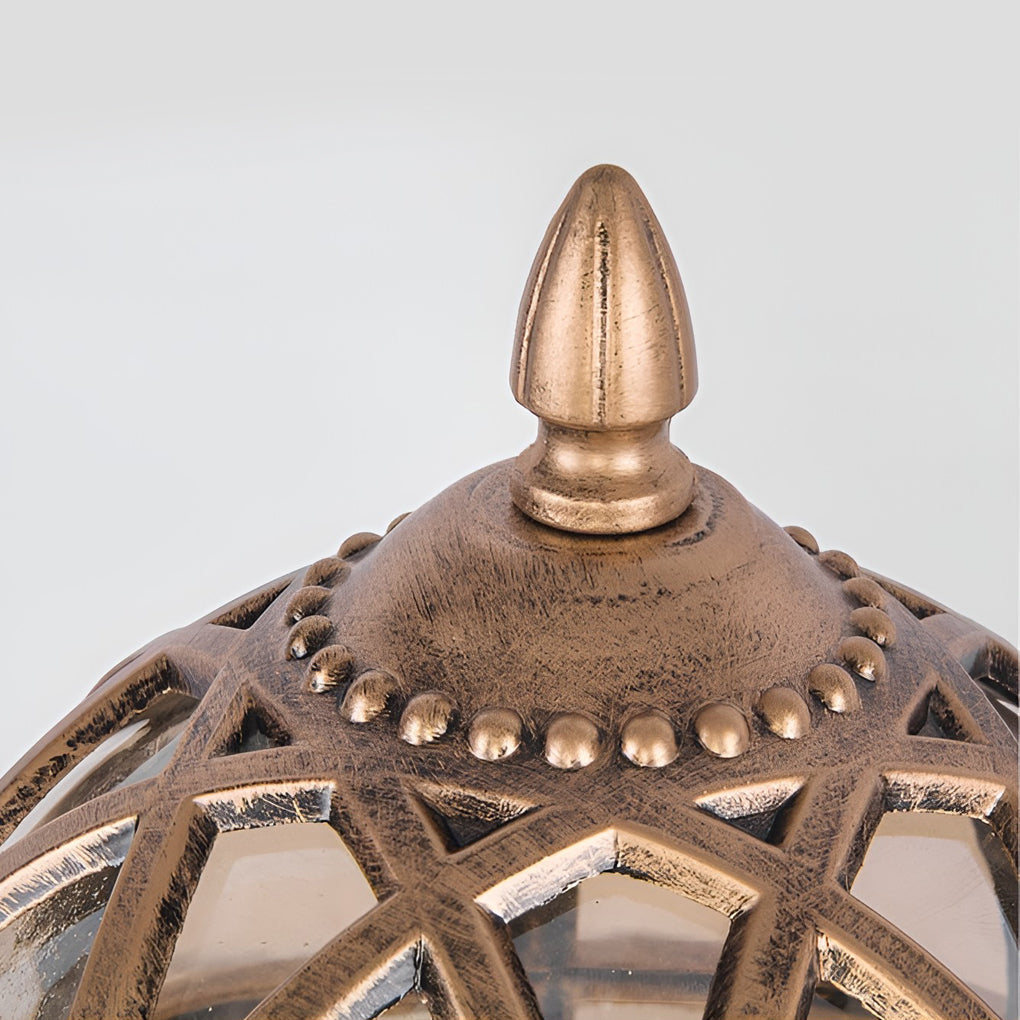 European Globe Pillar Light Aluminum Glass Black or Bronze Hardwired IP54 3 Sizes Baking Paint E27