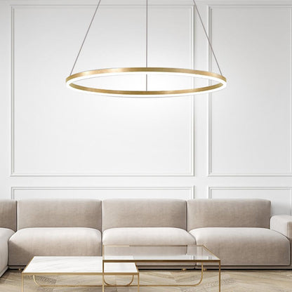 Modern LED Ring Chandelier Aluminium Acrylic Dimmable 3000K–6000K Remote Black Coffee Gold White 3 Sizes