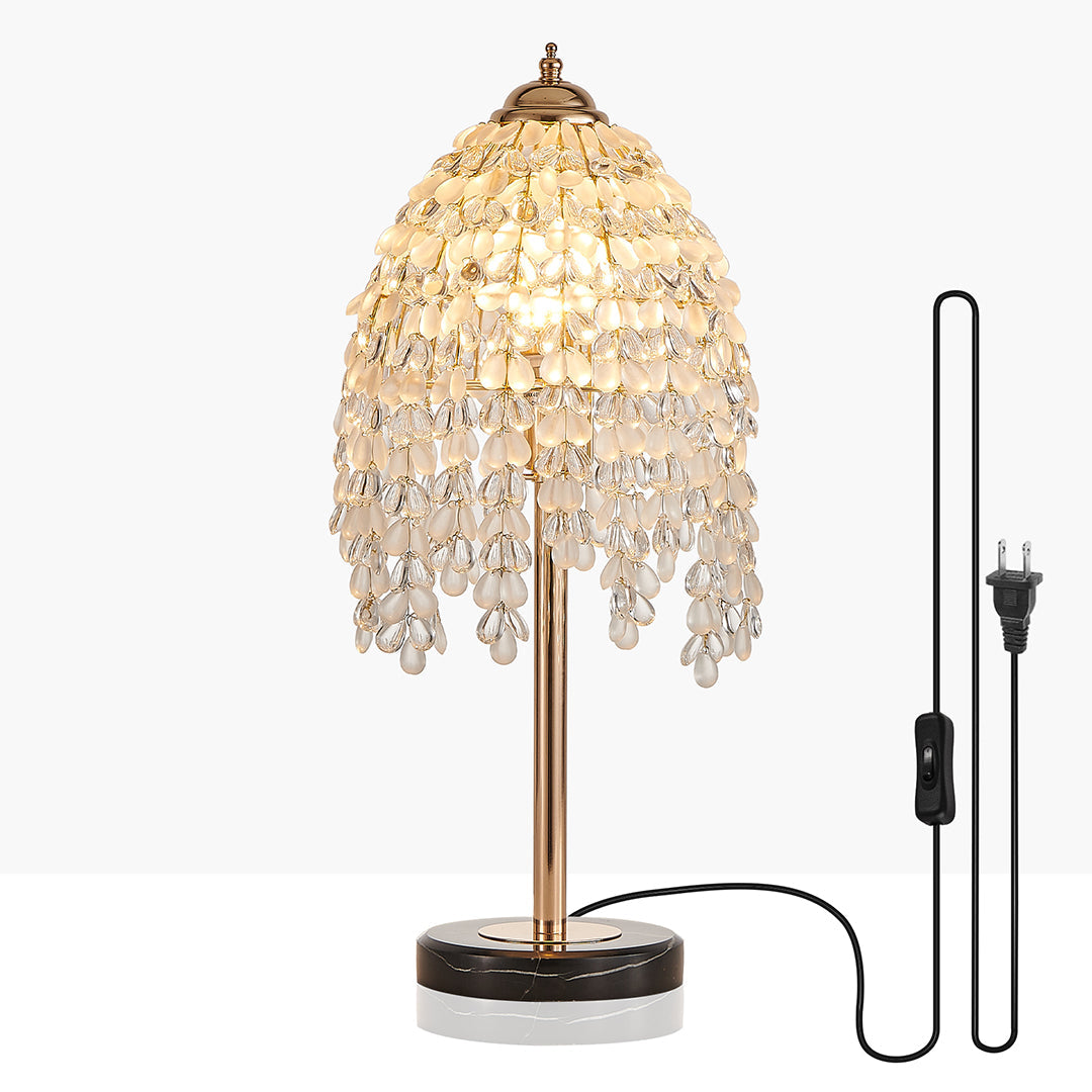 Gold Crystal Table Lamp European Luxury French Gold Hardware Frame Transparent Crystal Shade E12 Bedside 18.90 Inch