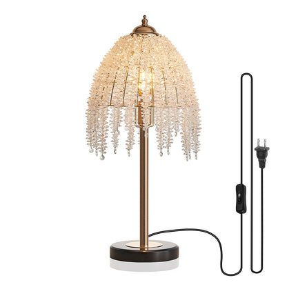 Gold Crystal Table Lamp European Luxury French Gold Hardware Frame Transparent Crystal Shade E12 Bedside 18.90 Inch