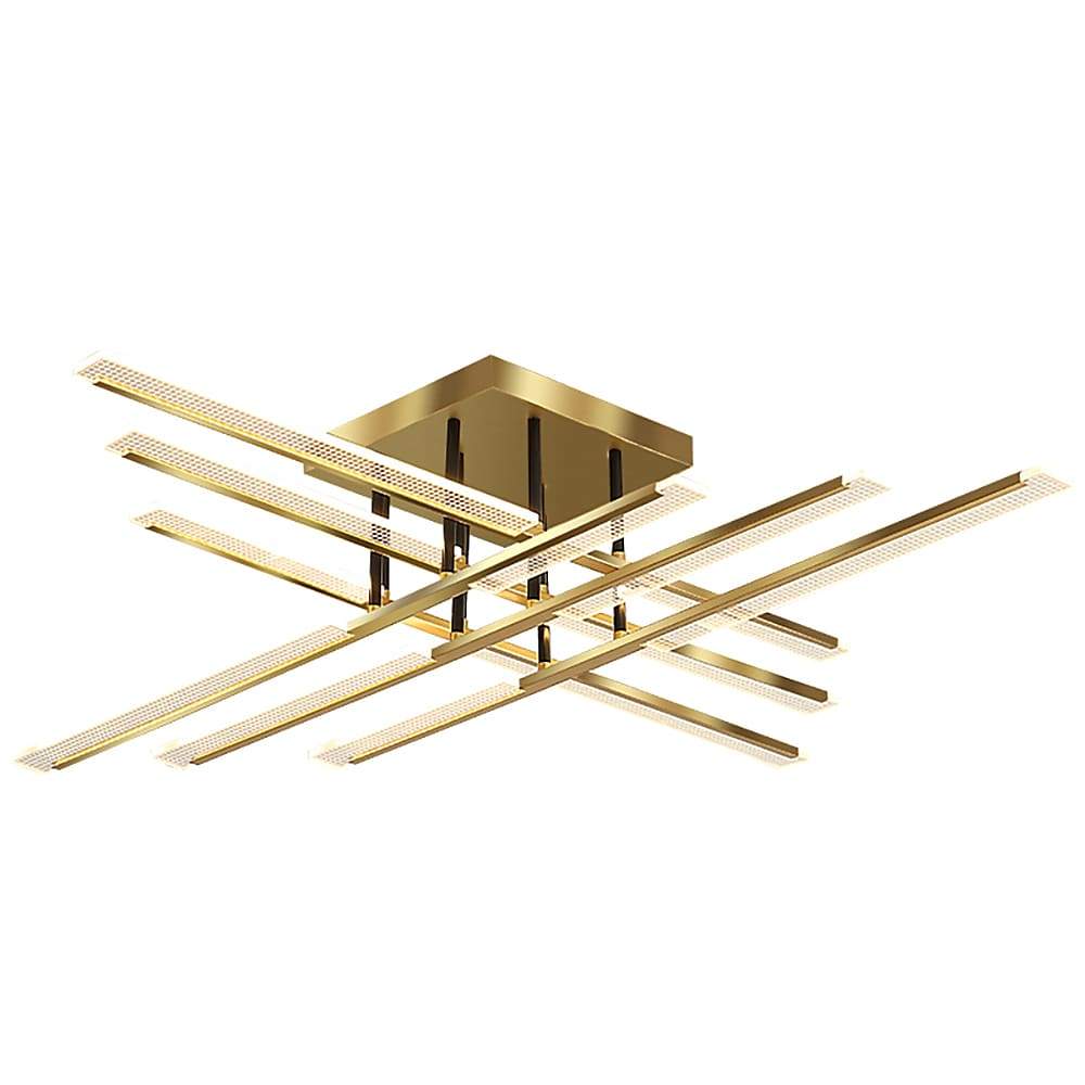 Cross Form Semi Flush Mount Ceiling Light Gold Metal Acrylic LED 3000K 6000K Dimmable Nordic 8 Light 12 Light