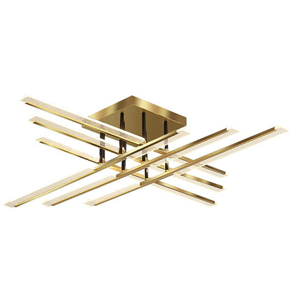 Cross Form Semi Flush Mount Ceiling Light Gold Metal Acrylic LED 3000K 6000K Dimmable Nordic 8 Light 12 Light