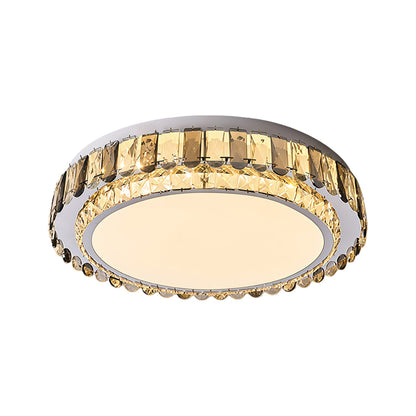 Multi-Layer Stacked Crystal Ring Flush Mount in Chrome Stainless Steel with 3-Step Colour Temperature in Four Sizes