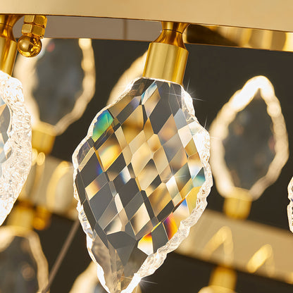 Crystal Chandelier Iron Gold Italian Style G4 Tri-Color Single Double Layer Halo Ring