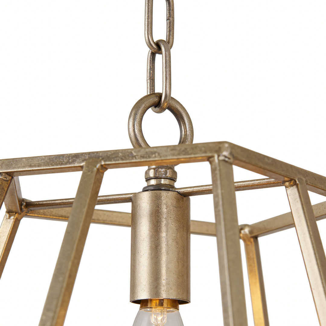 Gold Geometric Pendant Light Nordic Open Cage Polyhedron E12 Kitchen Island Hallway 12 Inch