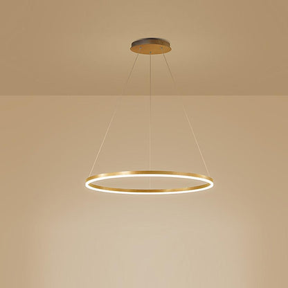 Modern LED Ring Chandelier Aluminium Acrylic Dimmable 3000K–6000K Remote Black Coffee Gold White 3 Sizes