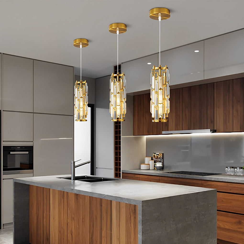Mini Crystal Pendant Light Industrial Iron E27 Black Gold Chrome 1 3 Light Kitchen Island