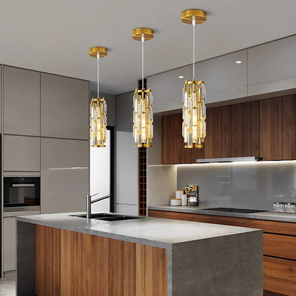 Mini Crystal Pendant Light Industrial Iron E27 Black Gold Chrome 1 3 Light Kitchen Island
