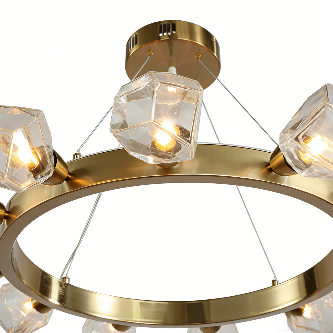 Modern Gold Round Chandelier Brass Ring Ceiling Light Dining Room Living Room