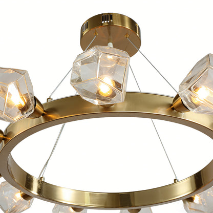 Modern Gold Round Chandelier Brass Ring Ceiling Light Dining Room Living Room
