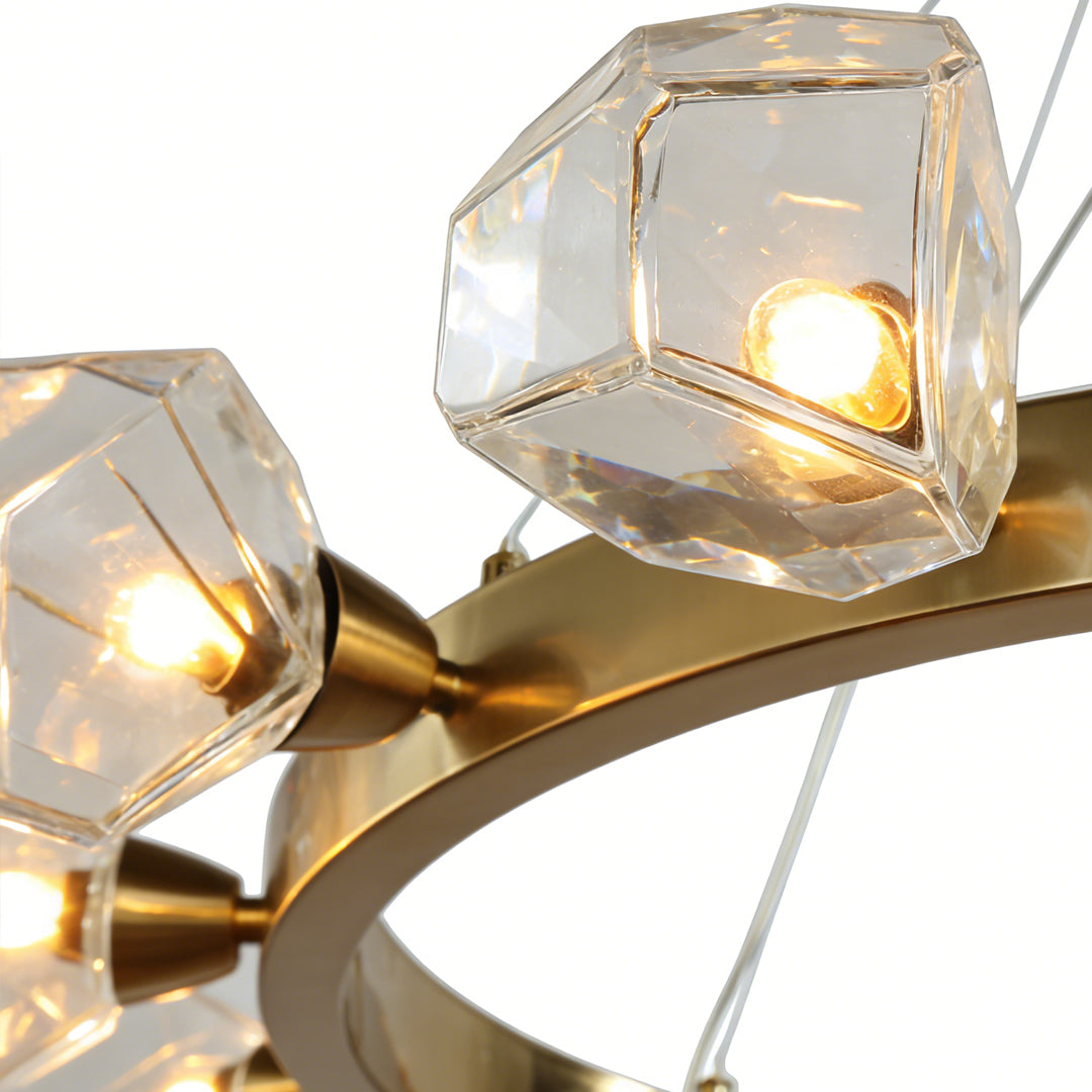 Modern Gold Round Chandelier Brass Ring Ceiling Light Dining Room Living Room