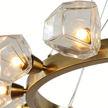 Modern Gold Round Chandelier Brass Ring Ceiling Light Dining Room Living Room