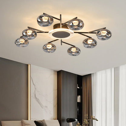 Nordic Branching Semi Flush Mount Black Copper 8 12 Heads