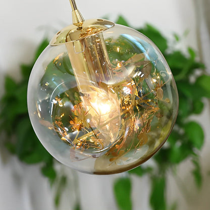 Staircase Chandelier Gold-Plated Iron Cognac Glass Globe E27 3000K 4 Configurations