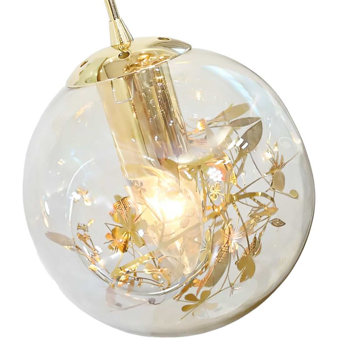 Staircase Chandelier Gold-Plated Iron Cognac Glass Globe E27 3000K 4 Configurations