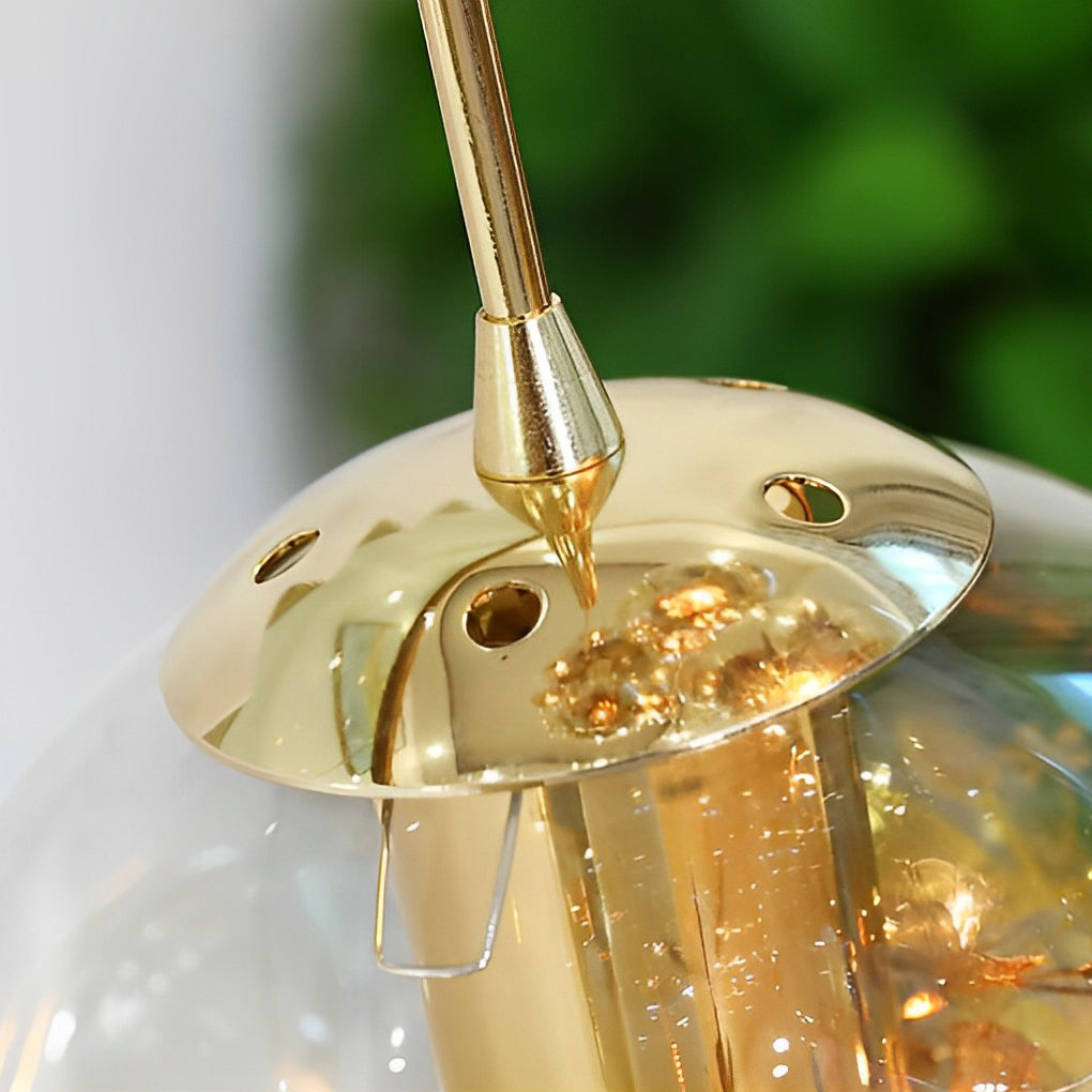 Staircase Chandelier Gold-Plated Iron Cognac Glass Globe E27 3000K 4 Configurations