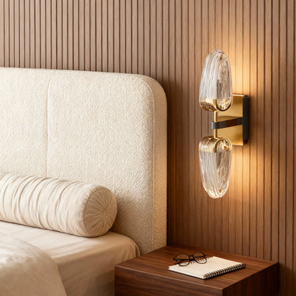 Modern Gold LED Wall Sconce – Double Head Symmetrical Acrylic Wall Light