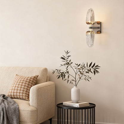 Modern Gold LED Wall Sconce – Double Head Symmetrical Acrylic Wall Light