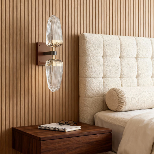Modern Gold LED Wall Sconce – Double Head Symmetrical Acrylic Wall Light