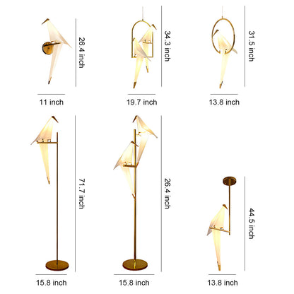 Bird Origami Wall Sconce LED Nordic Crane Gold Accent Warm White 3000K