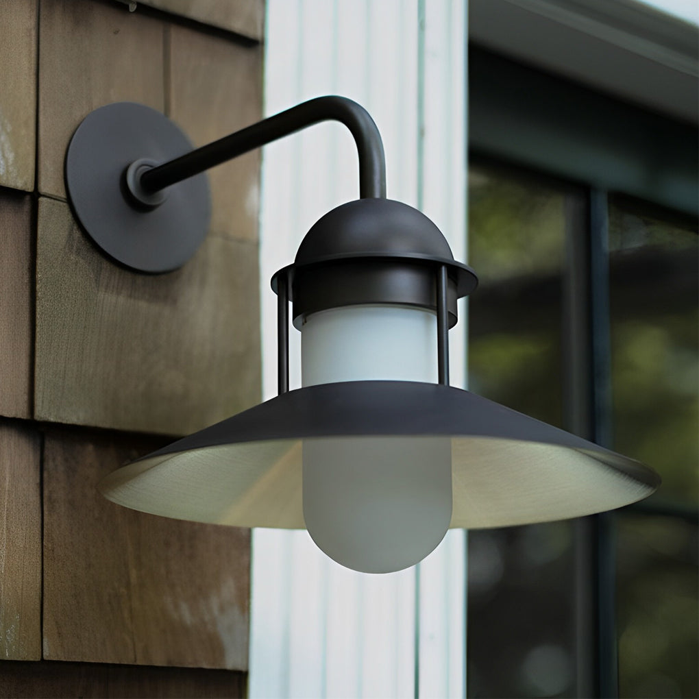 Black Gooseneck Outdoor Wall Light Iron Glass Shade E27 LED IP54 85-265V