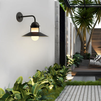 Black Gooseneck Outdoor Wall Light Iron Glass Shade E27 LED IP54 85-265V