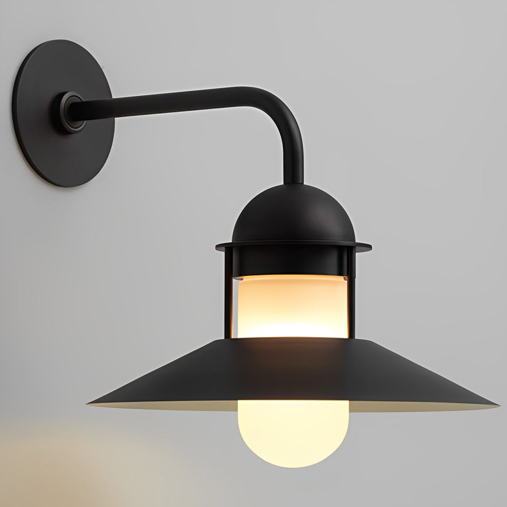 Black Gooseneck Outdoor Wall Light Iron Glass Shade E27 LED IP54 85-265V