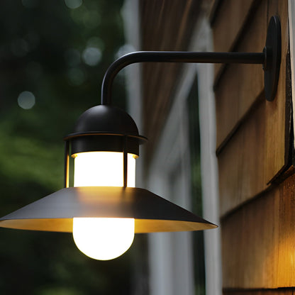 Black Gooseneck Outdoor Wall Light Iron Glass Shade E27 LED IP54 85-265V