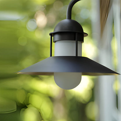 Black Gooseneck Outdoor Wall Light Iron Glass Shade E27 LED IP54 85-265V