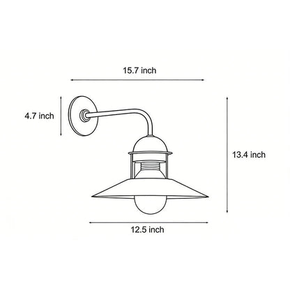 Black Gooseneck Outdoor Wall Light Iron Glass Shade E27 LED IP54 85-265V