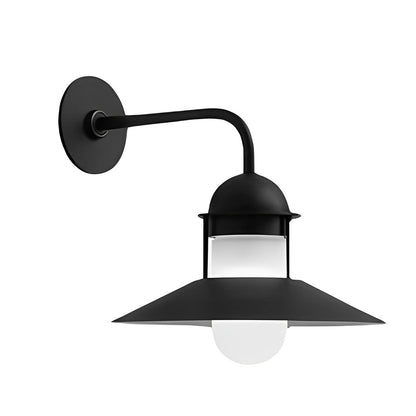 Black Gooseneck Outdoor Wall Light Iron Glass Shade E27 LED IP54 85-265V