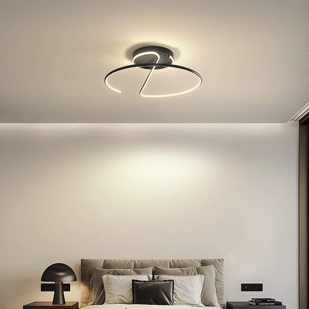 Semi-Circle Dome Semi-Flush Mount Ceiling Light — Modern Streamlined Metal Silicone LED White Black 16 20 24 Inch