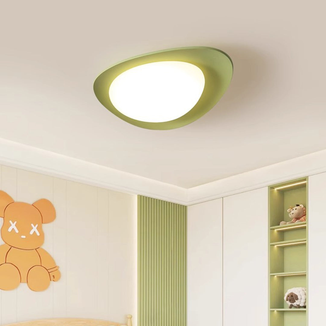 Pebble Shape Full Spectrum Flush Mount Resin Green Beige White Two Sizes