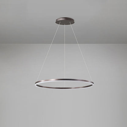 Modern LED Ring Chandelier Aluminium Acrylic Dimmable 3000K–6000K Remote Black Coffee Gold White 3 Sizes