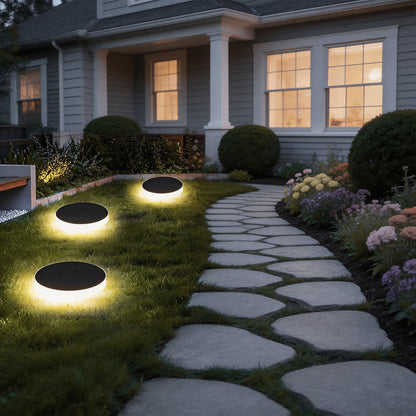 Solar LED In-Ground Disc Light IP54 PC 3000K/6000K Round Square White Outdoor Pathway