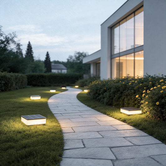 Recessed Solar LED Ground Light Waterproof Outdoor Lawn Deck Pathway Lighting Round Square PC IP54