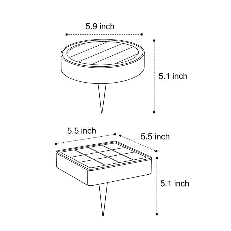 Recessed Solar LED Ground Light Waterproof Outdoor Lawn Deck Pathway Lighting Round Square PC IP54