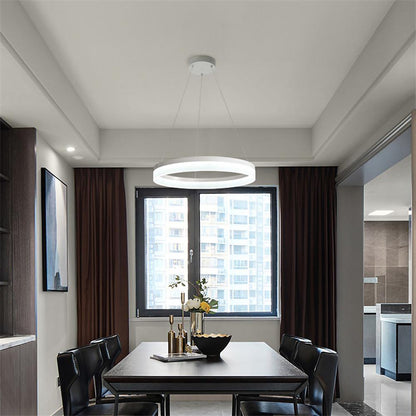Thick Circle Acrylic Ring LED Pendant Light Dimmable Dining Room Bedroom Kitchen White Black