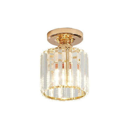 Crystal Semi-Flush Mount Ceiling Light — Nordic Modern Industrial Gold Black Round Square E26 E27 5 Inch