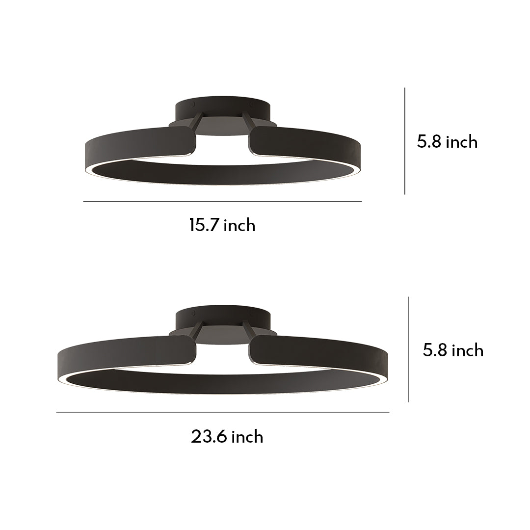 Split Ring Halo LED Flush Mount in Iron and Aluminum with Fixed Warm White in Black, White, or Coffee Brown