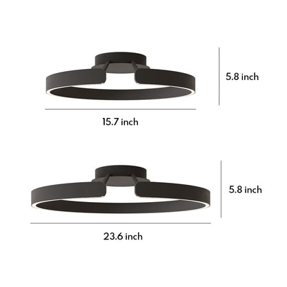 Split Ring Halo LED Flush Mount in Iron and Aluminum with Fixed Warm White in Black, White, or Coffee Brown